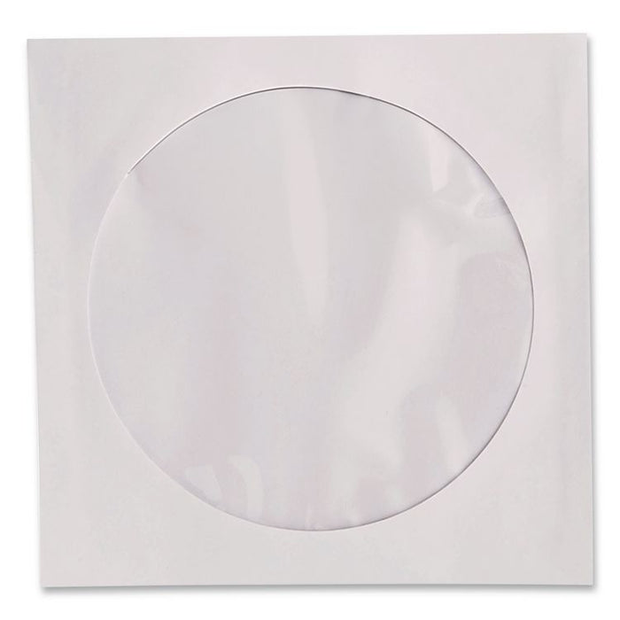 CD/DVD Sleeves, 1 Disc Capacity, Clear/White, 100/Box