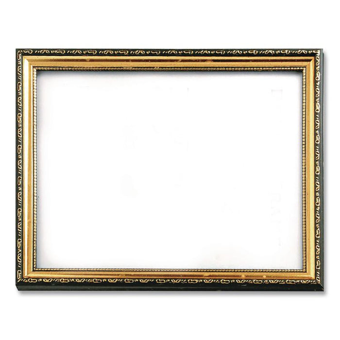 Deluxe Document and Photo Frame, Molded Styrene/Plastic, 8.5 x 11 Insert, Gold/Black