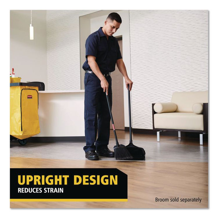 Lobby Pro Upright Dustpan with Wheels, 12.5 x 37,  27.5" Handle, Polypropylene/Vinyl Coat, Black