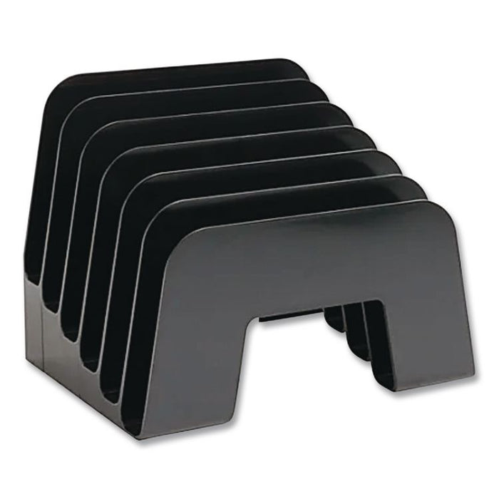 Recycled Incline Mail Sorter, 5 Sections, Envelopes, 8 x 5.5 x 6, Black