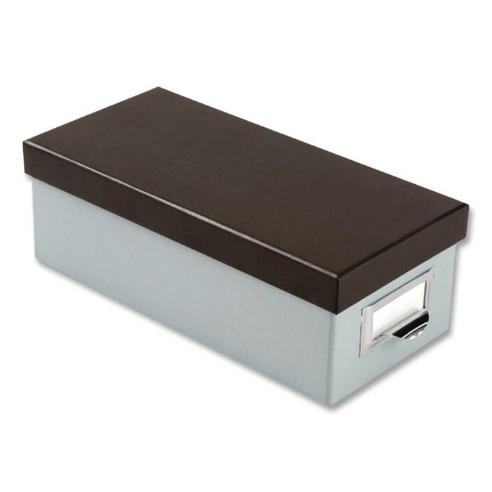 Index Card Storage Box, Holds 1,000 3 x 5 Cards, 5.5 x 11.5 x 3.88, Pressboard, Blue Fog/Black