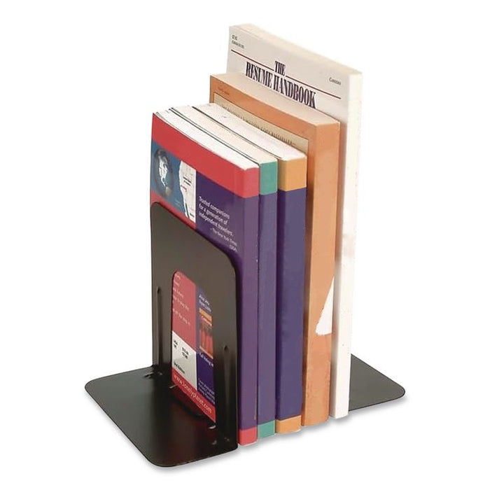 Steel Bookends, Nonskid Base, 4.75 x 5.13 x 5, Black, Pair