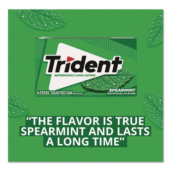 Sugar-Free Gum, Spearmint, 14 Sticks/Pack, 12 Packs/Box