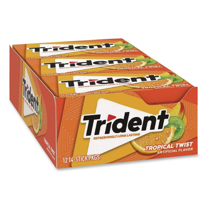 Sugar-Free Gum, Tropical Twist, 14 Sticks/Pack, 12 Packs/Box