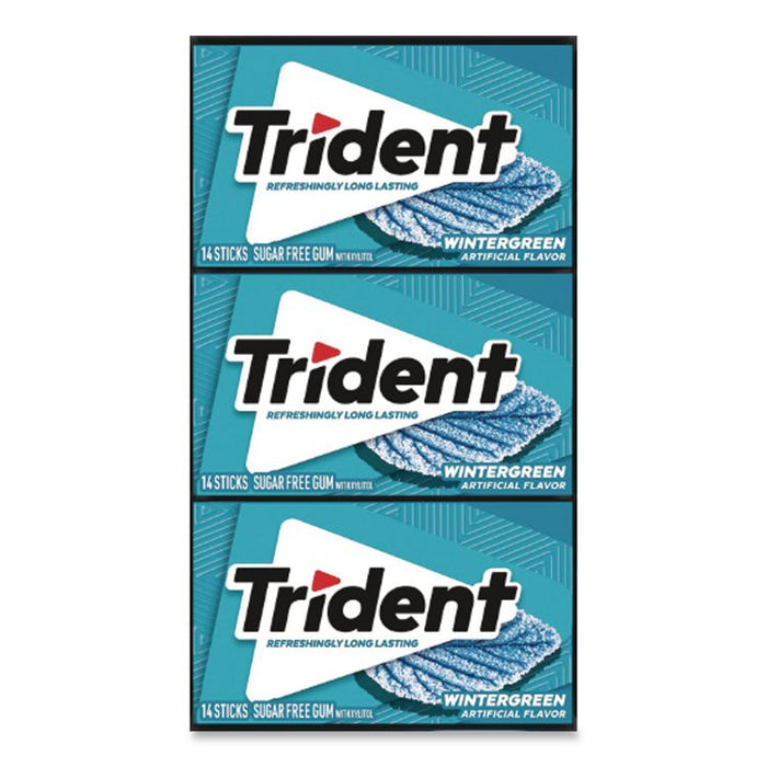 Sugar-Free Gum, Wintergreen, 14 Sticks/Pack, 12 Packs/Carton