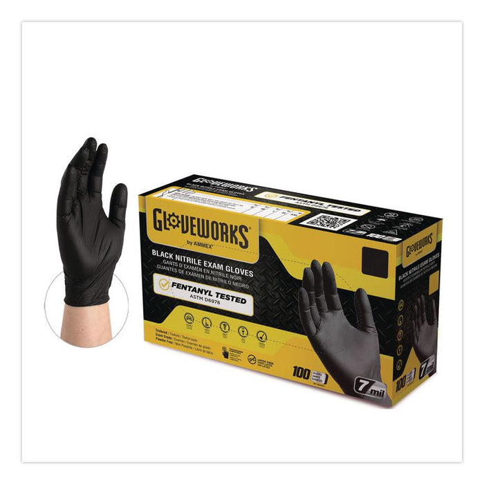 Nitrile Exam Gloves, Powder-Free, XX-Large, 6 mil Thick, 9.5" Long, Black, 100/Box, 10 Boxes/Carton