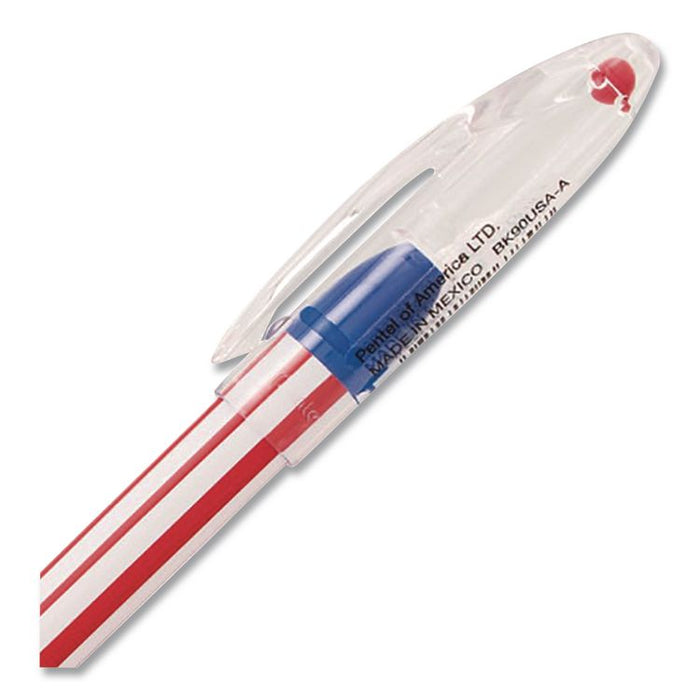 R.S.V.P. Stars and Stripes Ballpoint Pen, Stick, Fine 0.7 mm, Black Ink, Red/White/Blue Barrel, 5/Pack