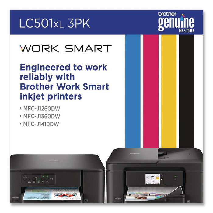 LC501XL3PKS High-Yield Ink, 500 Page-Yield, Cyan/Magenta/Yellow, 3/Pack