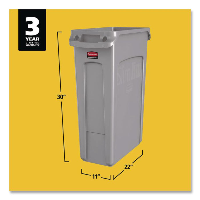 Slim Jim with Venting Channels, 23 gal, Plastic, Gray