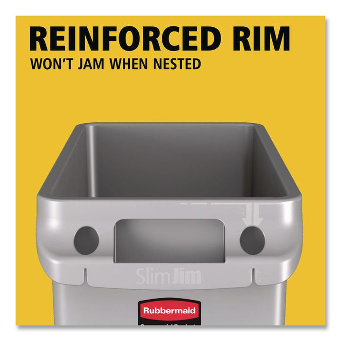 Slim Jim with Venting Channels, 23 gal, Plastic, Gray