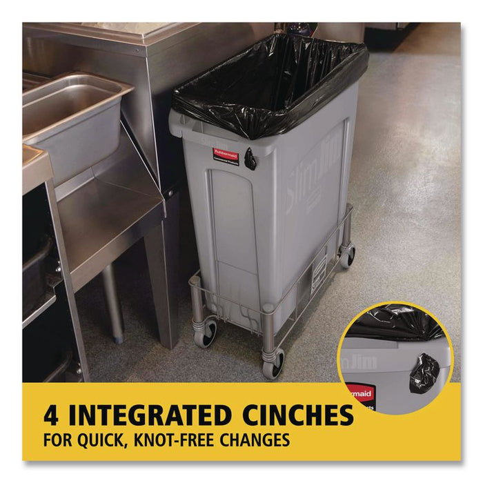 Slim Jim with Venting Channels, 23 gal, Plastic, Gray