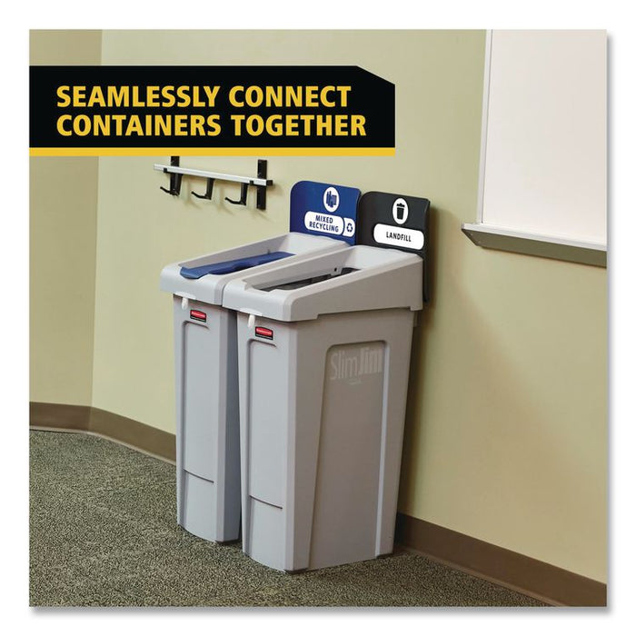 Slim Jim Recycling Station Kit, 1-Stream Mixed Recycling, 23 gal, Plastic, Gray/Blue