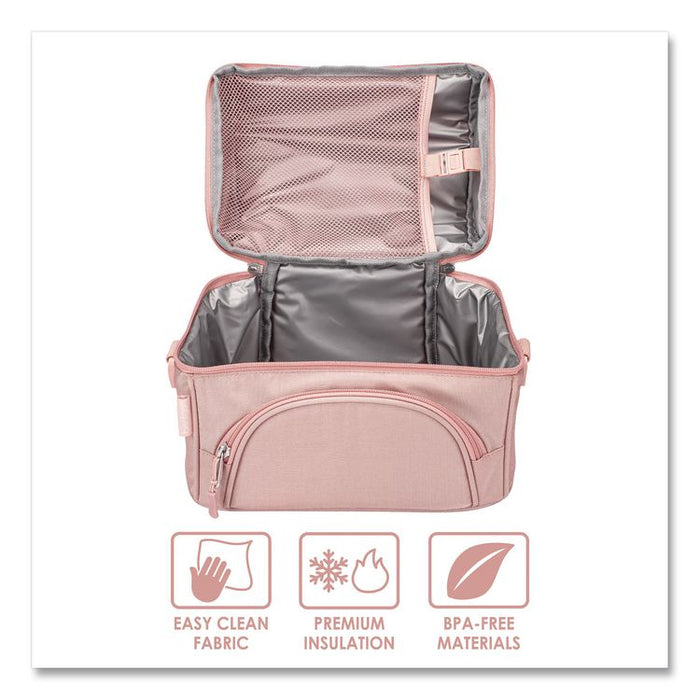Deluxe Insulated Lunch Bag, 8" x 10" x 7.5", Blush Pink
