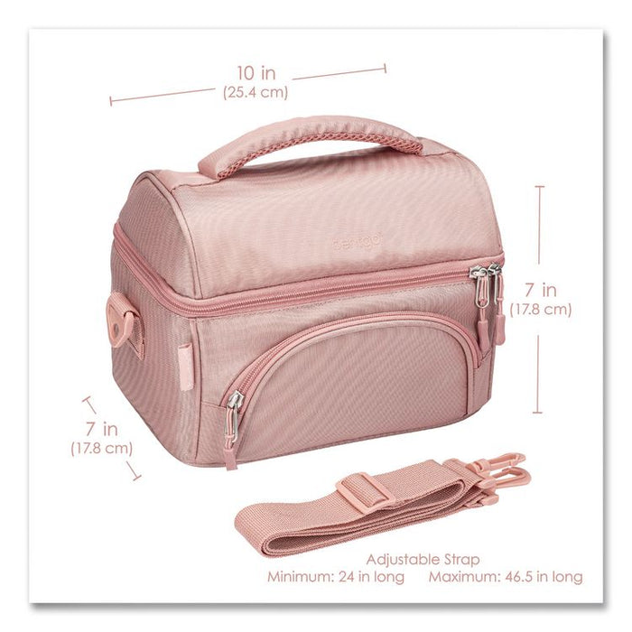 Deluxe Insulated Lunch Bag, 8" x 10" x 7.5", Blush Pink