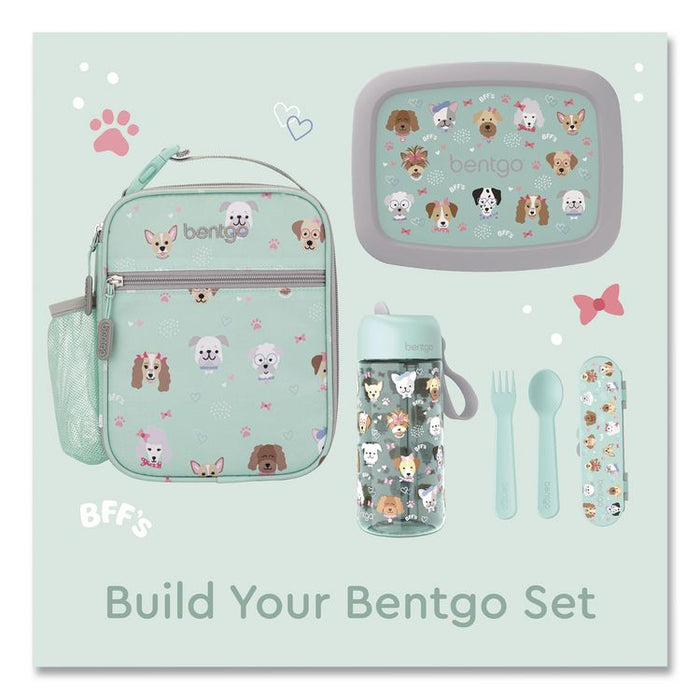 Kids Insulated Lunch Tote, Puppy Love Theme, 7.3" x 3.5" x 9.5", Mint Green/Multicolor