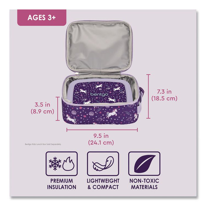 Kids Insulated Lunch Tote, Unicorns Theme, 7.3" x 3.5" x 9.5", Purple/Multicolor