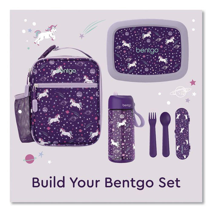 Kids Insulated Lunch Tote, Unicorns Theme, 7.3" x 3.5" x 9.5", Purple/Multicolor