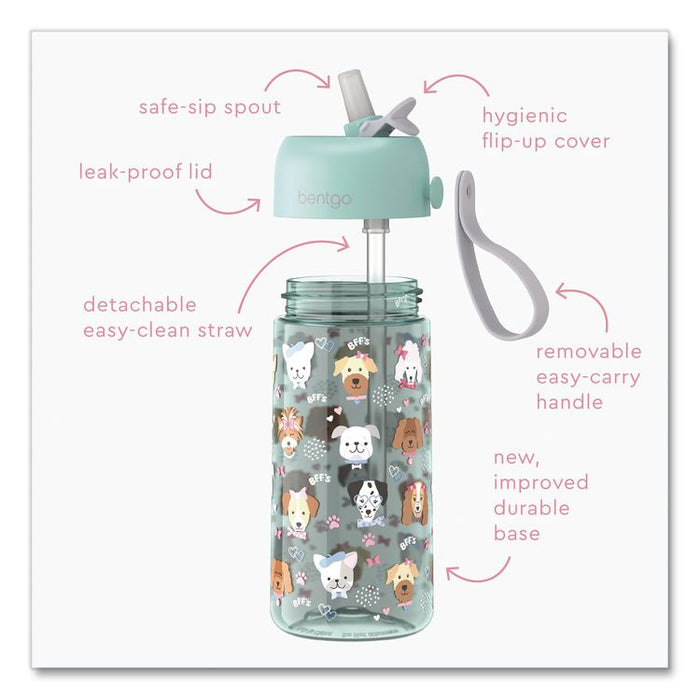 Puppy Love Plastic Water Bottle, 15 oz, Multicolor