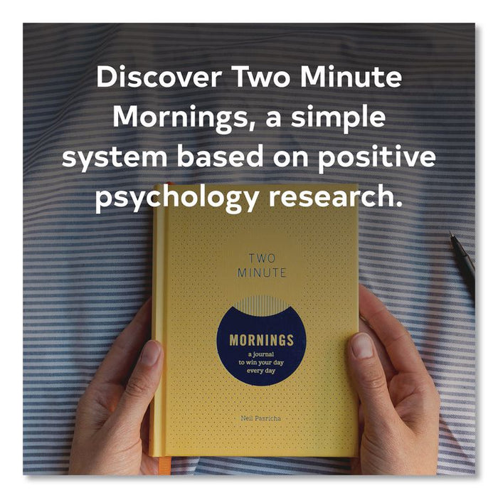 Guided Journal: Two Minute Mornings - Win Your Day Every Day by Neil Pasricha, Gold/Blue Cover, (152) 6.25 x 4.75 Sheets