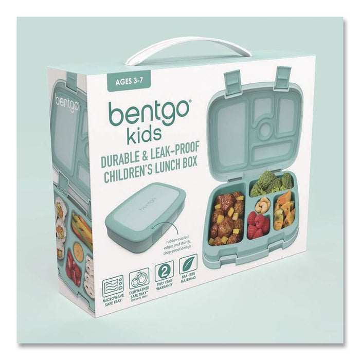 Kids Five-Compartment Bento Box, 8.5" x 6.5" x 2", Seafoam Green