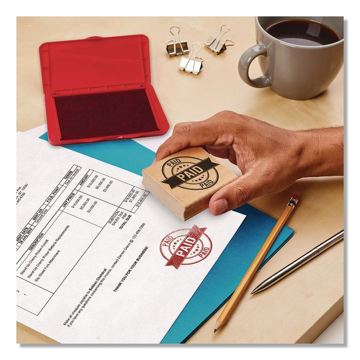 Pre-Inked Felt Stamp Pad, 4.25 x 2.75, Red, 36/Carton