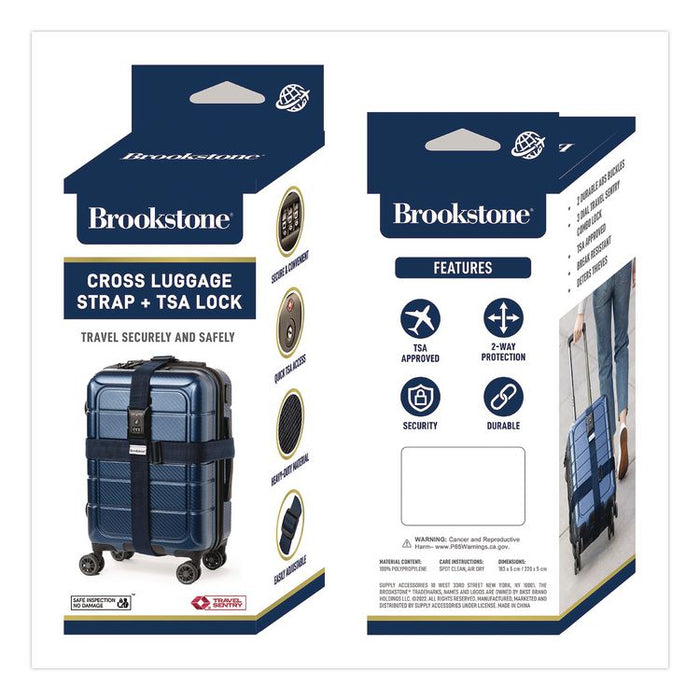 Cross Luggage Strap and TSA Combination Lock, Blue