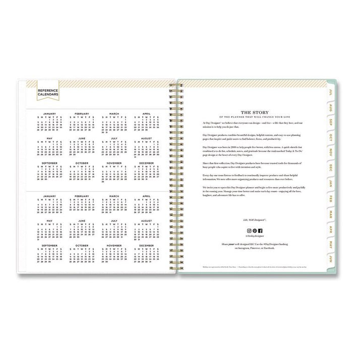 Day Designer Secret Garden Mint Academic Weekly/Monthly Twin-Wire Notes Planner, 11 x 8.5, 12-Month: July 2025 to June 2026
