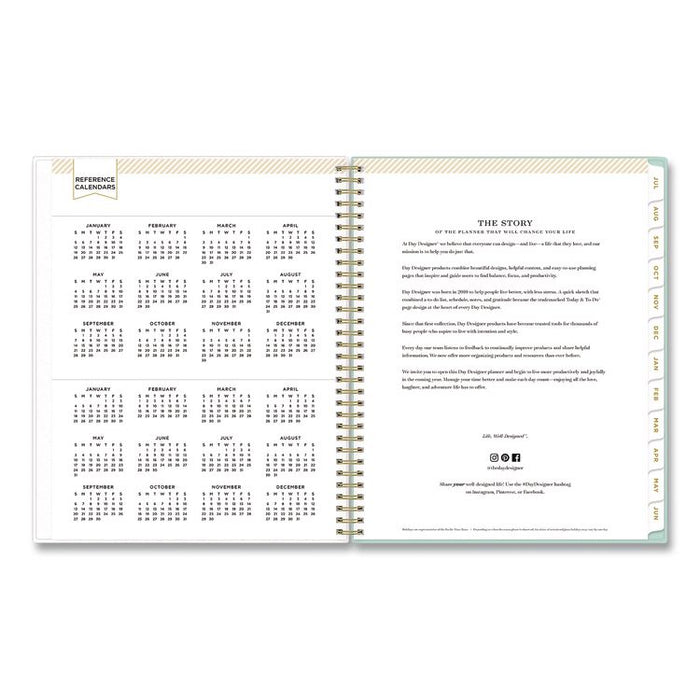 Day Designer Secret Garden Mint Academic Weekly/Monthly Twin-Wire Notes Planner, 11 x 8.5, 12-Month: July 2025 to June 2026