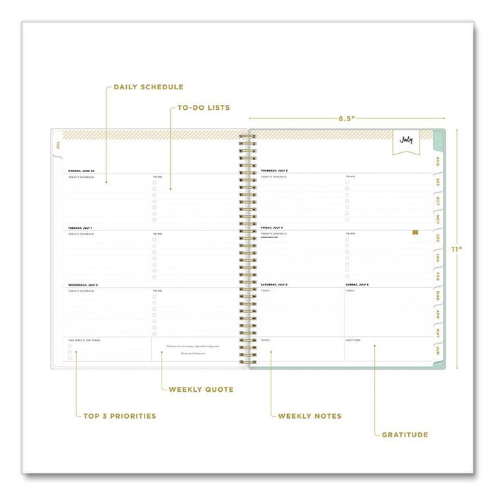 Day Designer Secret Garden Mint Academic Weekly/Monthly Twin-Wire Notes Planner, 11 x 8.5, 12-Month: July 2025 to June 2026