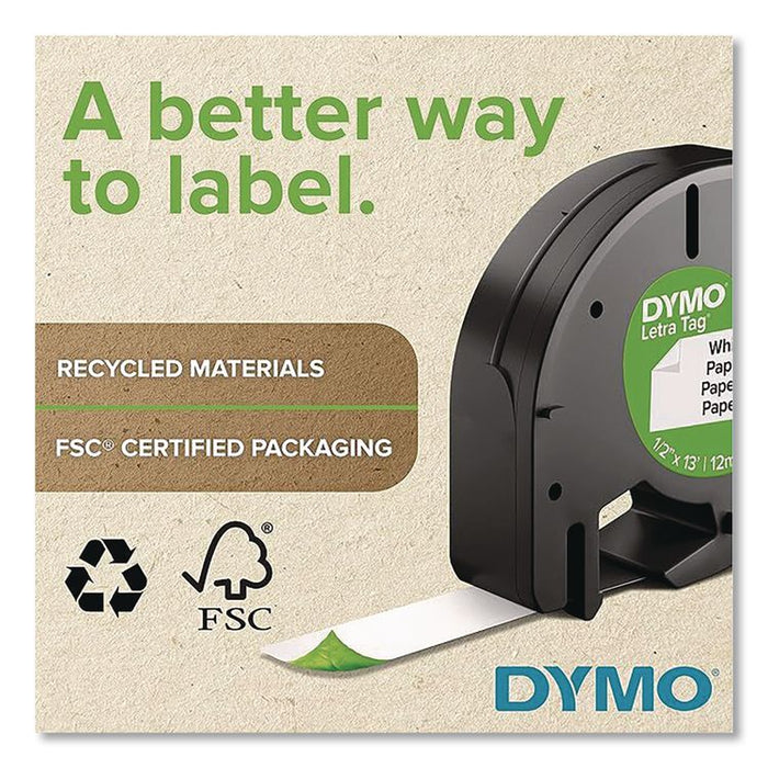 LetraTag Plastic Labels, 0.5" x 13 ft, White, 3 Cassettes/Pack