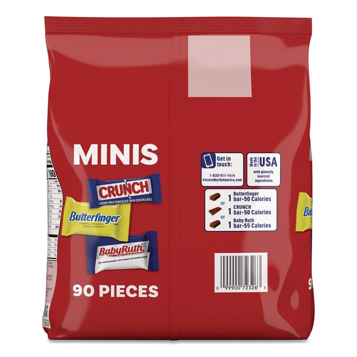 Baby Ruth, Butterfinger, Crunch Minis Party Pack, 90 Pieces, 32.4 oz Bag