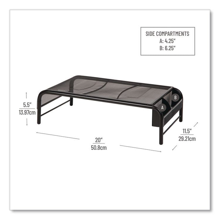 Metal Mesh Monitor Stand, For Up to 24" Monitors, 19" x 10.5" x 5.5", Black, Supports 22 lb