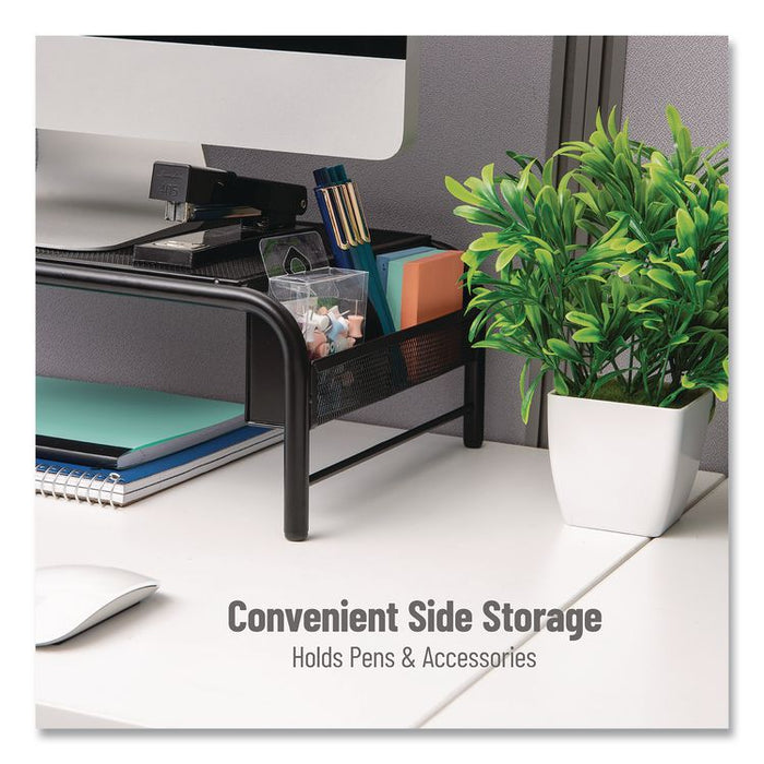 Metal Mesh Monitor Stand, For Up to 24" Monitors, 19" x 10.5" x 5.5", Black, Supports 22 lb