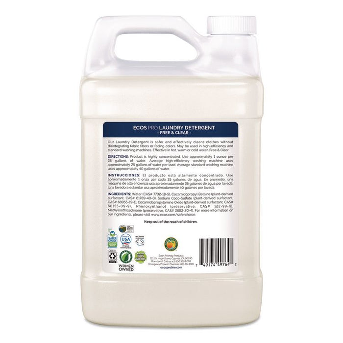 Free and Clear Laundry Detergent, HE Compatible,128 oz Bottle, 4/Carton