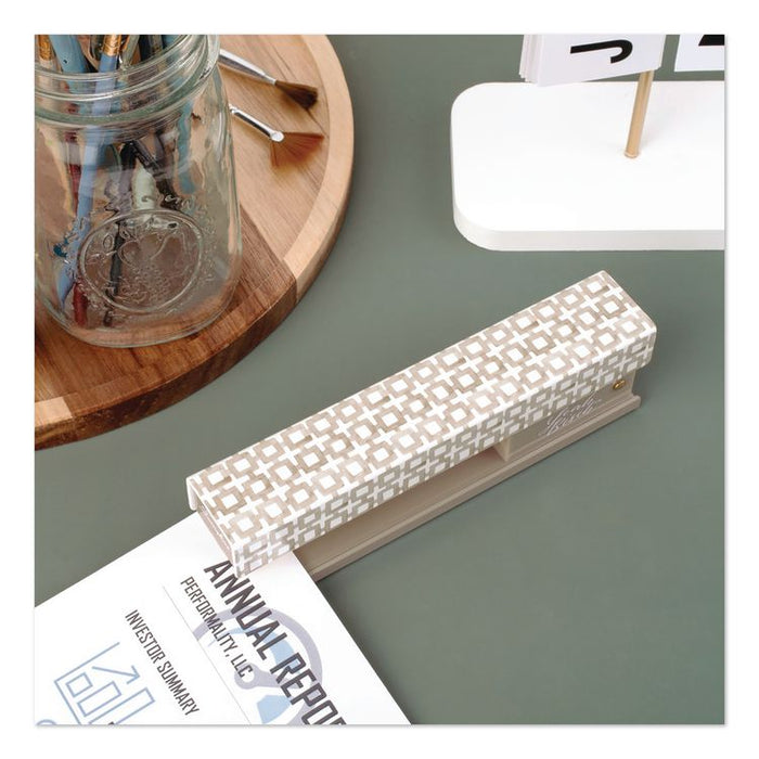 Leah Bisch Tan-Tile Full Strip Stapler, 20-Sheet Capacity, Tan/Gold/White