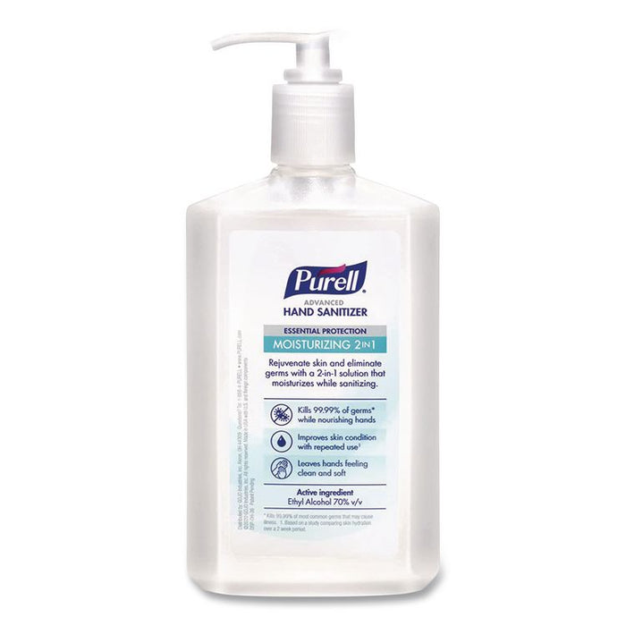 2 in 1 Moisturizing Advanced Hand Sanitizer Gel, 12 oz Pump Bottle, Clean Scent, 12/Carton
