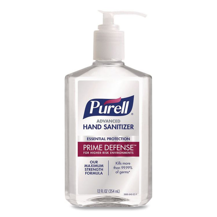 Prime Defense Advanced 85% Alcohol Gel Hand Sanitizer, 12 oz Pump Bottle, Clean Scent, 12/Carton