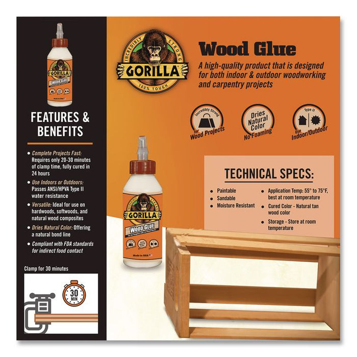 Wood Glue, 8 oz, Dries Light Tan