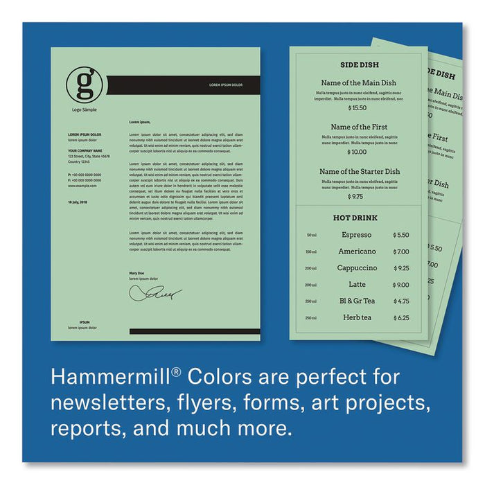 Colors Print Paper, 20 lb Bond Weight, 11 x 17, Green, 500 Sheets/Ream, 5 Reams/Carton