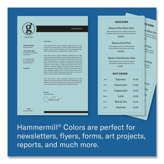 Colors Print Paper, 24 lb Bond Weight, 8.5 x 11, Blue, 500/Ream