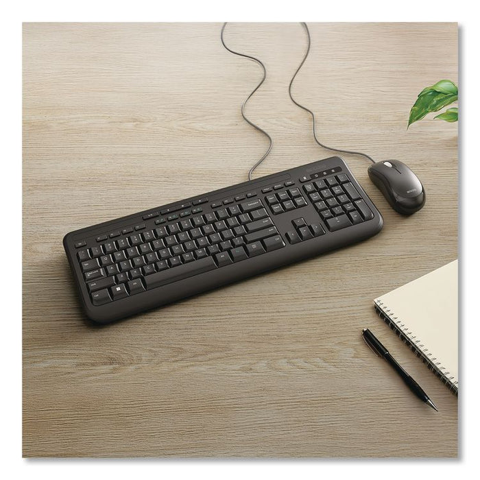 Wired Desktop 600 Keyboard and Optical Mouse Combo, USB, Black