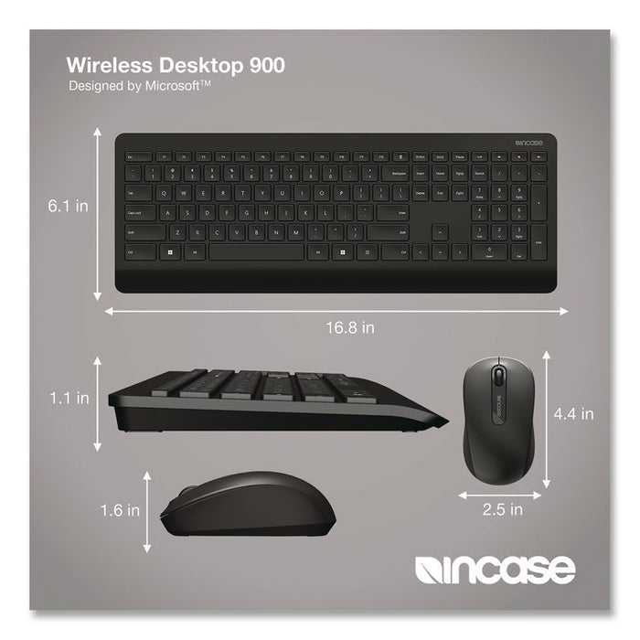 Wireless Desktop 900 Keyboard and Optical Mouse Combo, 2.4 GHz Frequency/30 ft Wireless Range, Black