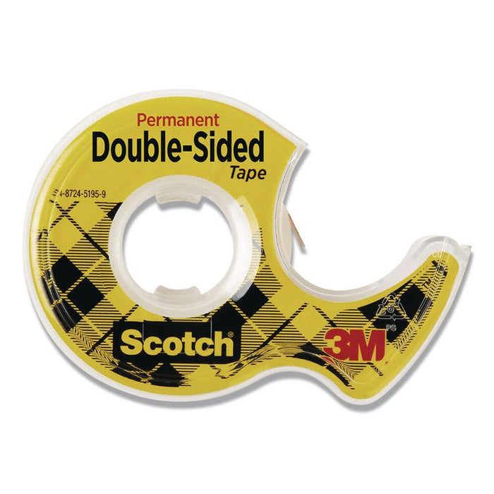 Double-Sided Permanent Tape in Handheld Dispenser, 1" Core, 0.5" x 37.5 ft, Clear, 72/Carton