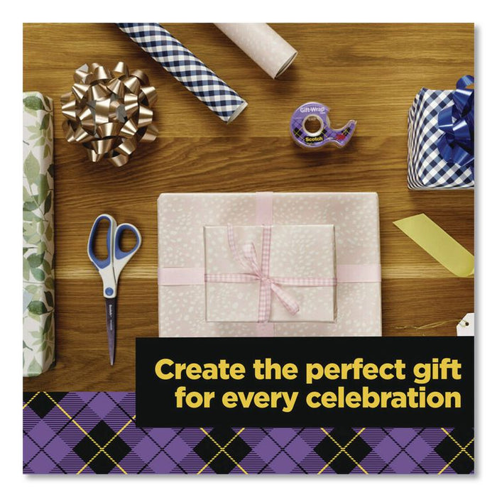 Gift Wrap Tape with Dispenser, 1" Core, 0.75" x 50 ft, Clear, 6/Pack
