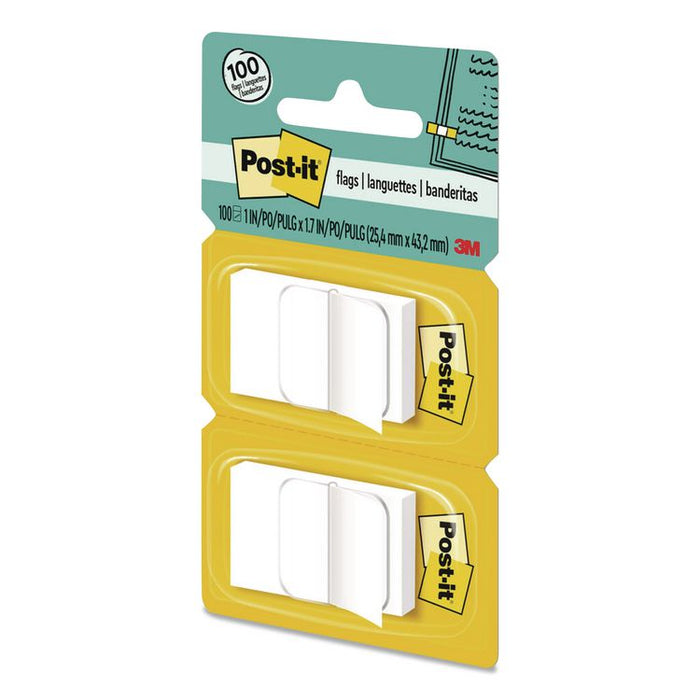 Standard Page Flags in Dispenser, 1" Wide, White, 50 Flags/Dispenser, 2 Dispensers/Pack, 24 Packs/Carton