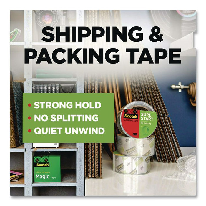 Sure Start Packaging Tape, 3" Core, 1.88" x 54.6 yds, Clear
