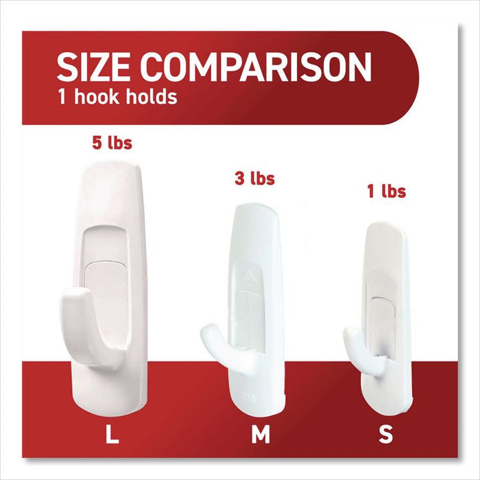 Large Utility Hooks, Plastic, White, Supports 5 lb, 6/Pack