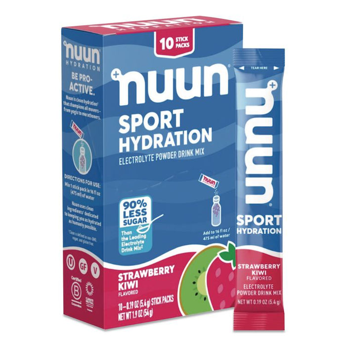 Sport Hydration Electrolyte Powder Drink Mix, Strawberry Kiwi, 0.19 oz Stick, 10/Box
