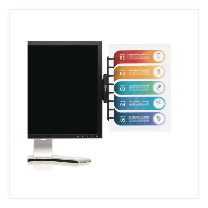 Monitor Document and Note Holder, Hold Up to 4 Legal Size Sheets, Plastic, Black