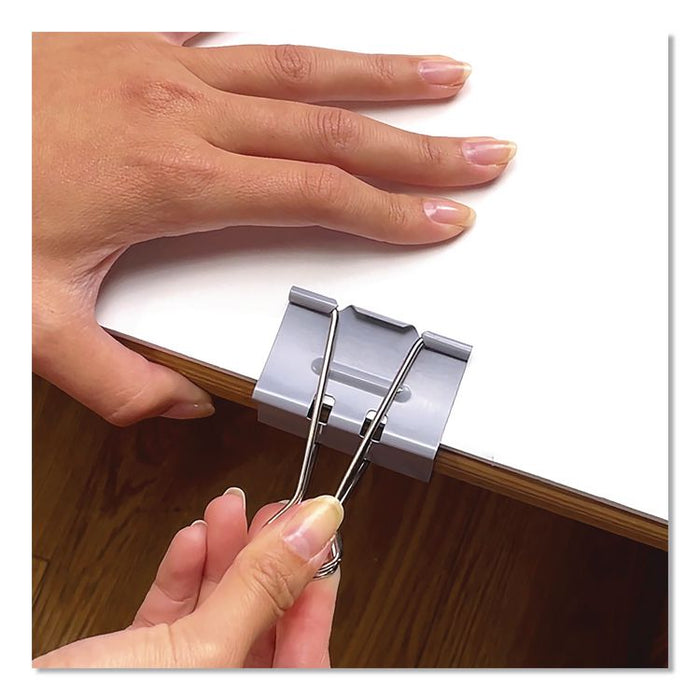 EZ Binder Clips, Large, Gray, 16/Pack